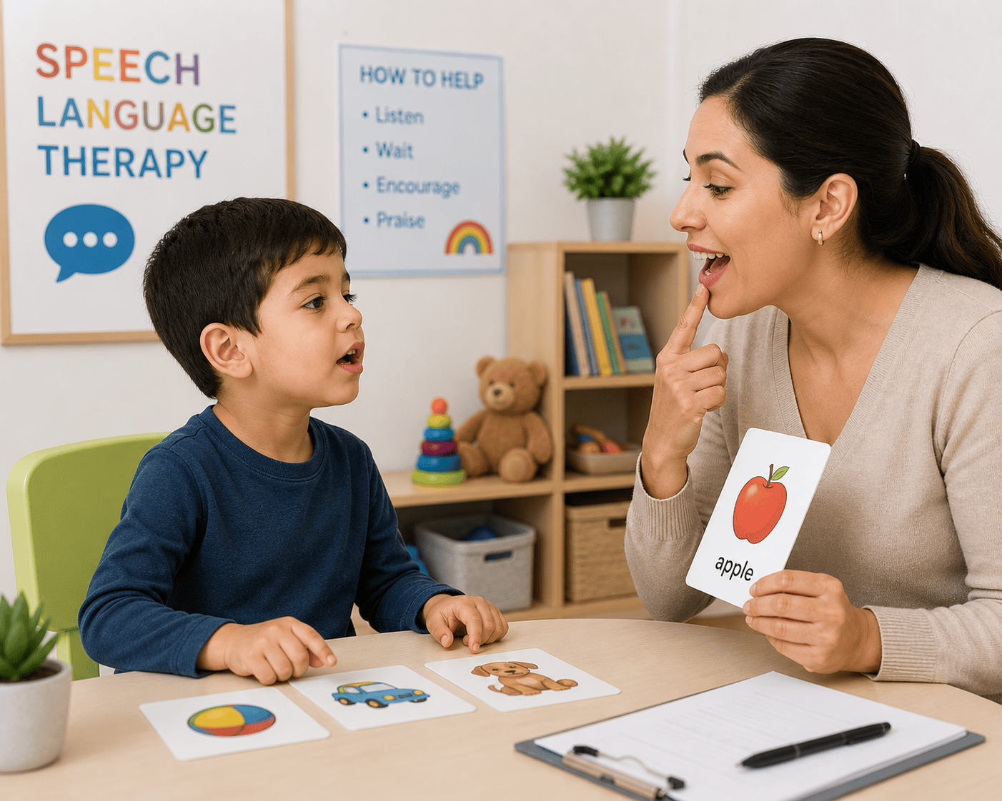 Speech therapist working with child at Growing Stars Lucknow