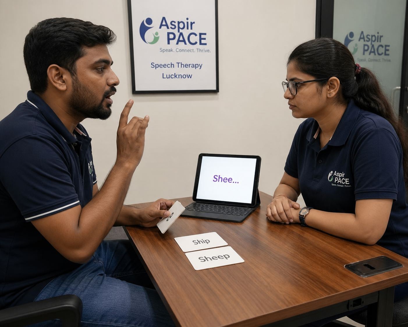 Adult stammering therapy session at speech clinic in Lucknow